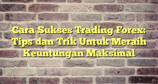 Cara Sukses Trading Forex: Tips dan Trik Untuk Meraih Keuntungan Maksimal